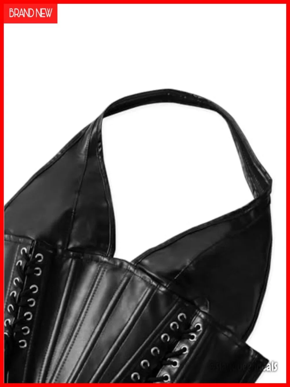 Y2K Leather Halter Corset Top Backless Shapewear Party Crop Top